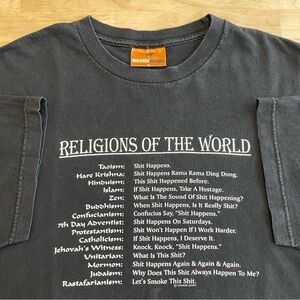 Vintage T Shirt Religions of the World Funny Comedy Y2K Mens Size XL Novelty